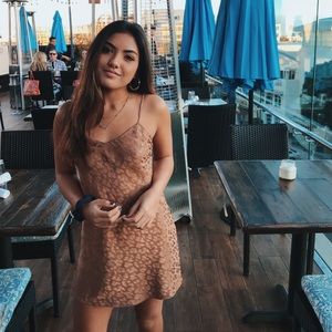 lovely satin cheetah print slip dress